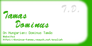 tamas dominus business card
